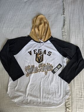 Vegas Golden Knights Hooded Raglan Tee - White, Black & Gold